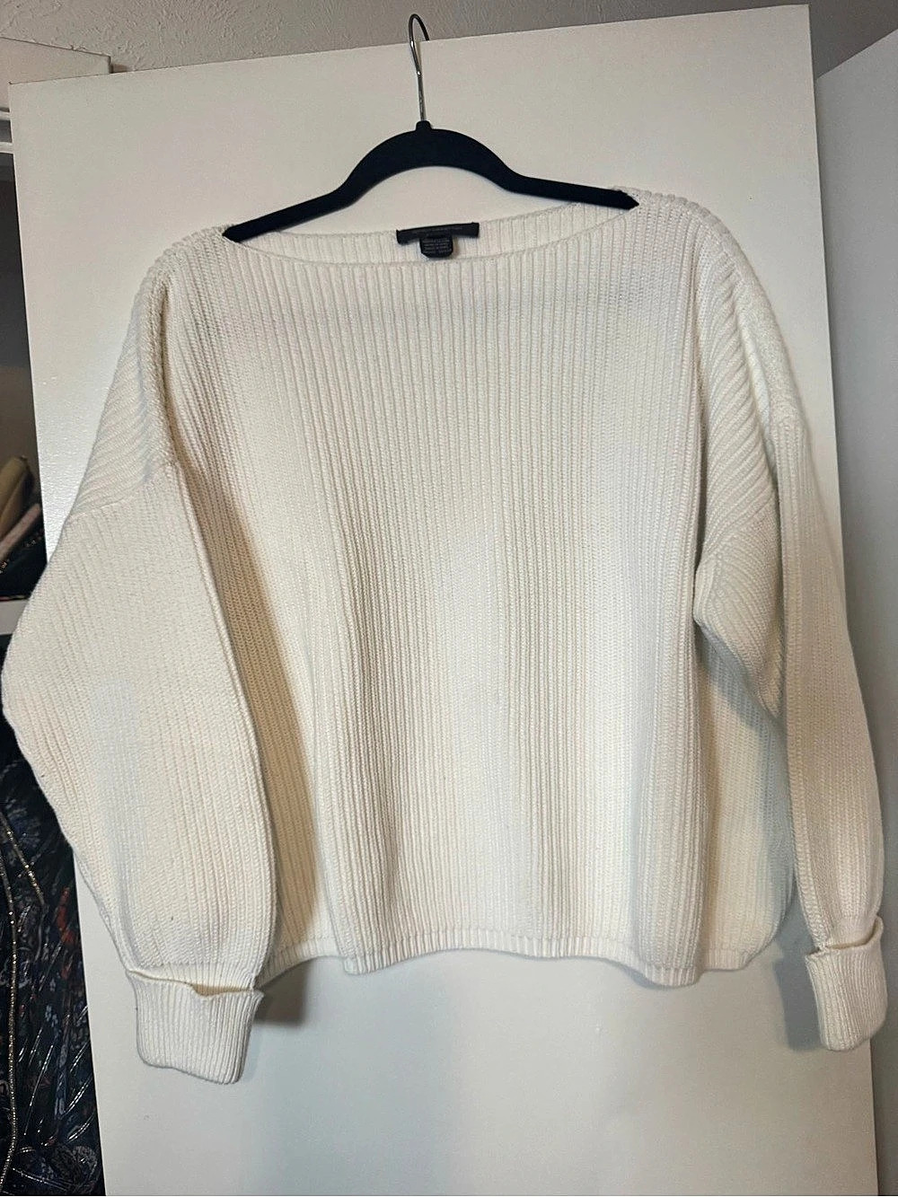 French Connection Textured Crewneck Sweater in White Size Small